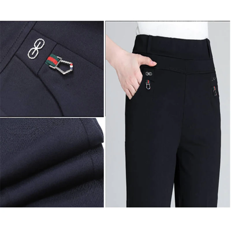 New plus size 5XL mother straight pants big sale solid color high elastic high waist tight women's office autumn pants