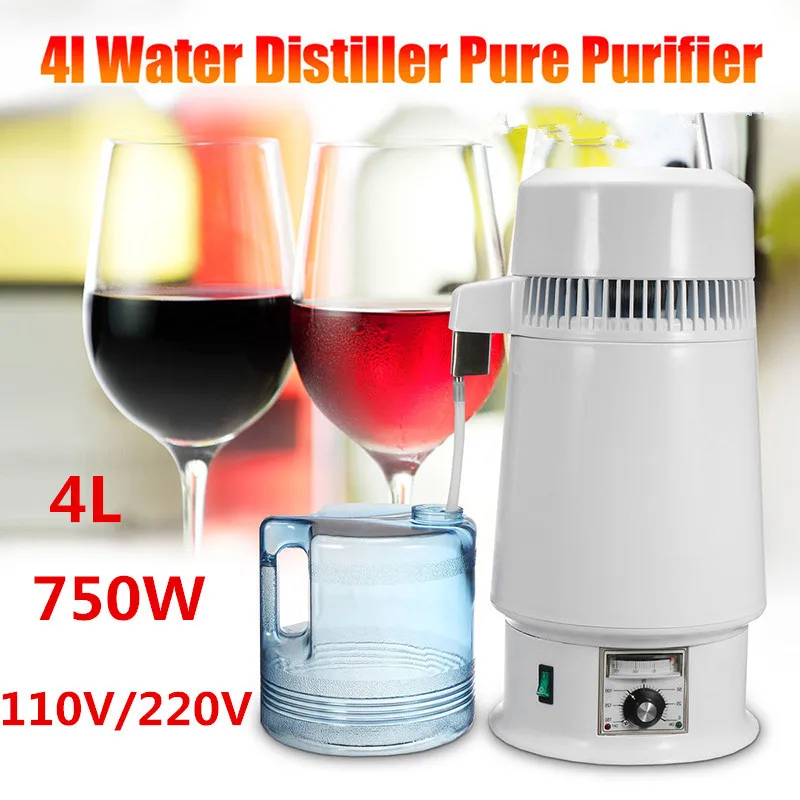 

4L Household Pure Water Distiller Stainless Steel Purifier Water Filter Distilled Water Machine Temperature Adjustable 110V/220