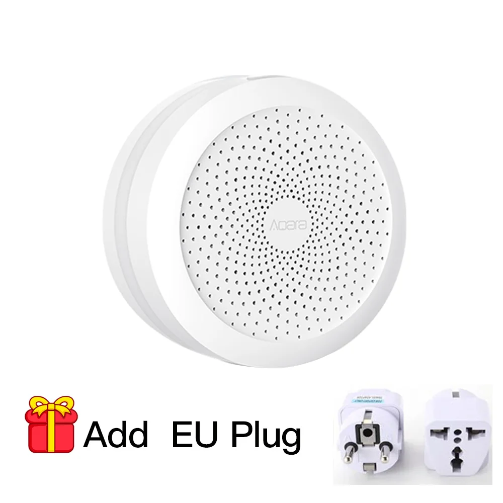 Aqara шлюз Aqara концентратор mi шлюз приложение управление Wi-Fi Zigbee с RGB светодиодный светильник для Apple Homekit Xiao mi умный дом - Цвет: Gift EU plug
