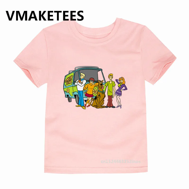 Детская модная футболка с героями мультфильмов Scooby Doo Mystery Machine детская повседневная одежда летние топы для мальчиков и девочек, футболка HKP5085D