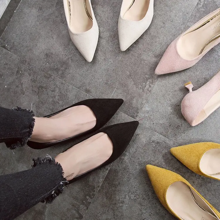 

Cat with High Heel Shoes Low Heel 2019 Spring Pointed Shallow Mouth WOMEN'S Shoes New Style Shoes Daily Life Low Heel Shoes Wome