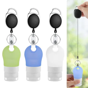 

3Pcs Leakproof Silicone Refillable Containers Squeezable Reusable Hand Sanitizer Empty Travel Bottles with Keychain Carriers