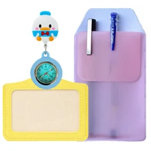 Горячие 3D мультфильм прекрасный красочный медсестры раскладной держатель для бейджа карманные часы пеналы для ручек Дамы Женщины Доктор мужские карты кварцевые часы