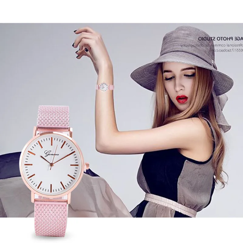 Мода Повседневный унисекс из Женевы ультра-тонкий циферблат Кварцевые аналоговые наручные часы женские часы relogio feminino
