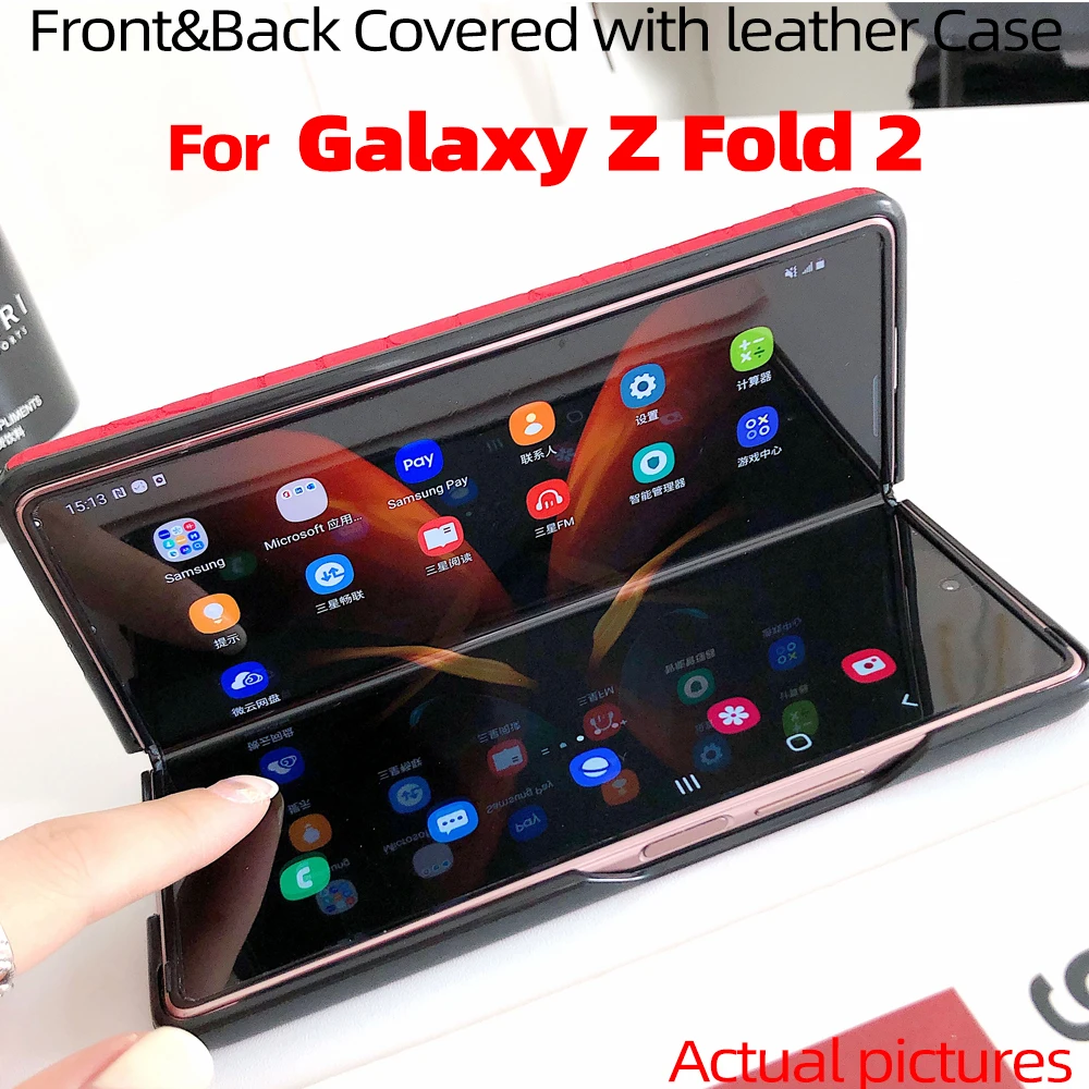 

For Galaxy Z Fold 2 Case for Galaxy Z Fold2 5G front and back covered with crocodile leather Case For Galaxy Z Fold2 5G Case