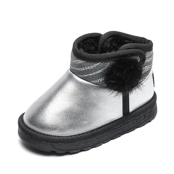 

2019 Winter Kids Fashion snow boots thick Child pu Leather warm plush soft bottom baby girls boots winter ski boot for baby