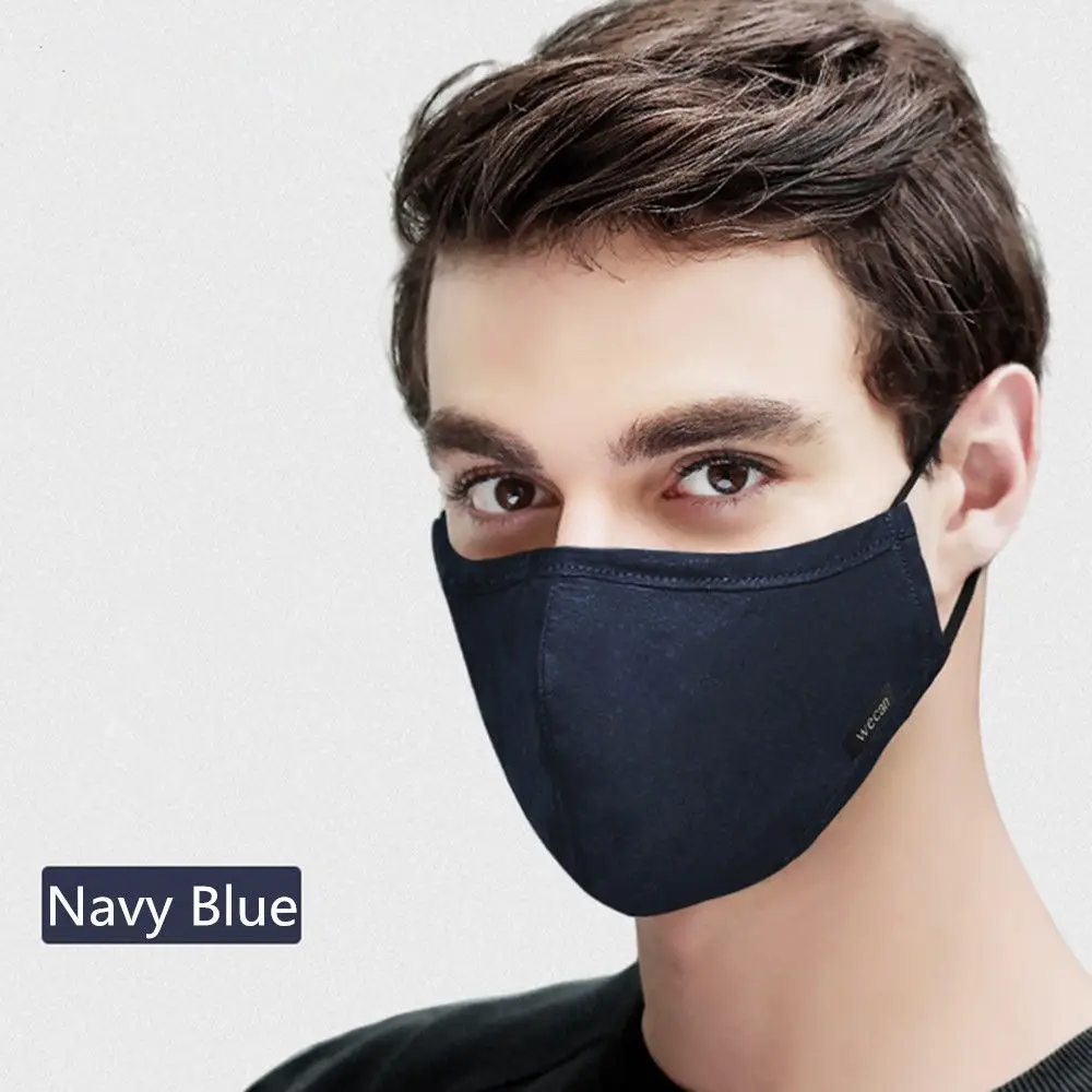 Navy blue (Man) 1 шт. стоп загрязнения воздуха черный Респиратор маска моющаяся хлопок Анти-пыль маска сохраняет тепло маска для рта и лица - Цвет: Navy blue (Man)