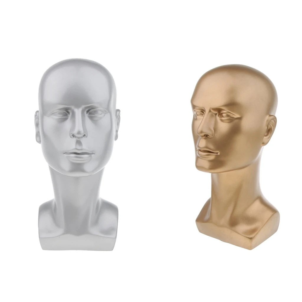 Plastic Male Model Head, Mannequin Manikin Man Head Stand Model Display Wig Hats Glasses Headphone Holder 14'' Tall