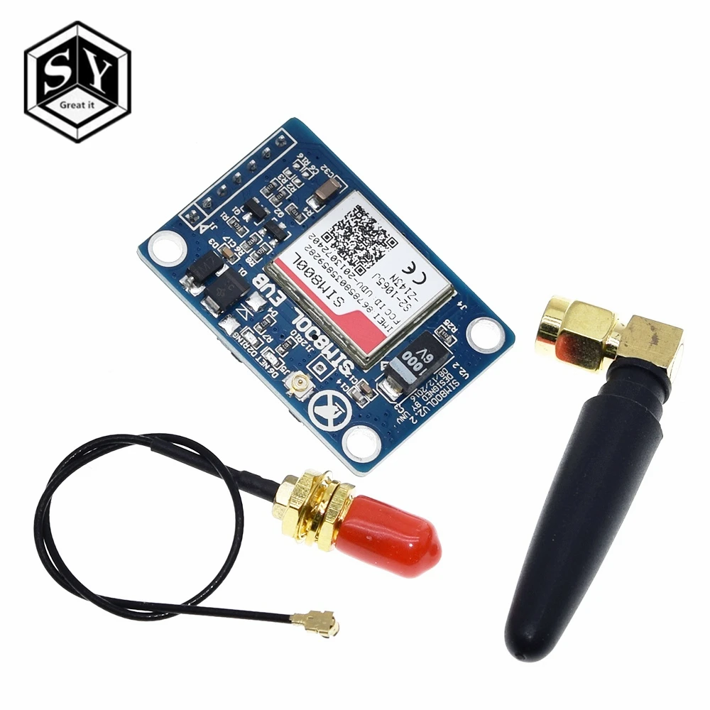 GREAT IT SIM800L V2.0 5V беспроводной GSM GPRS модуль четырехдиапазонный с антенной кабельный