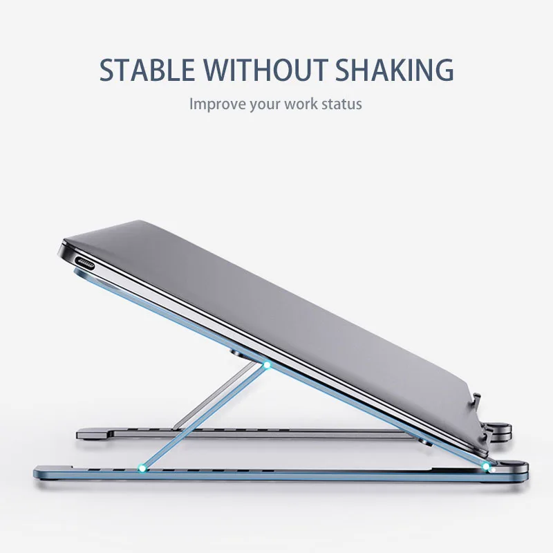 Laptop Stand Portable Height Adjustable Aluminum Alloy Foldable for Notebook Desktop Ventilated Cooling Holder Folding Ultra