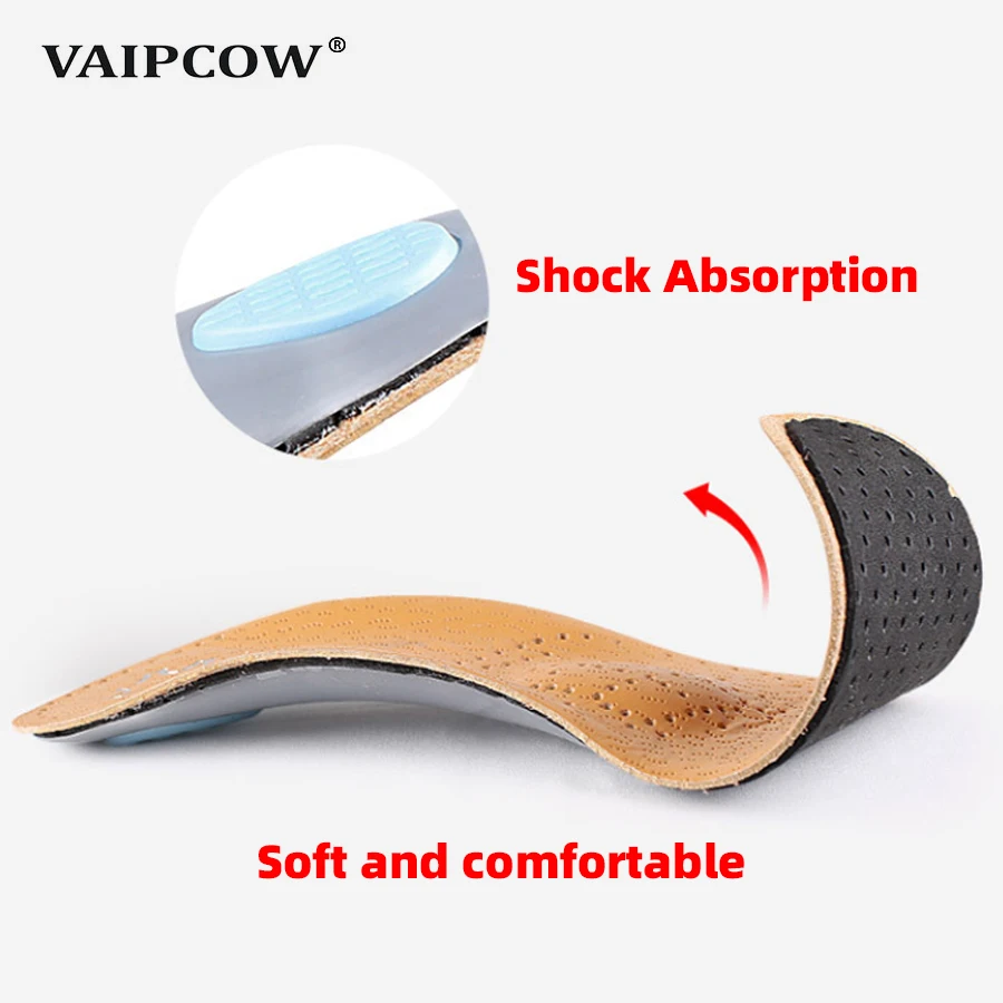 VAIPCOW Orthopedic Insole Flat Feet Arch Support PU Leather Latex Orthotic Insoles Feet men women Shoes Sole orthopedic insoles