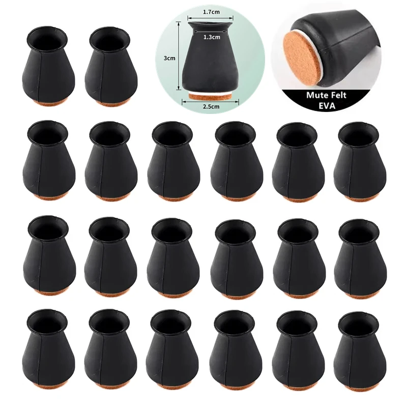 Chair Legs Protectors Table Foot Cover Silicone Chair Caps with Felt EVA Pads for Protecting Floors from Scratches and Noise #30