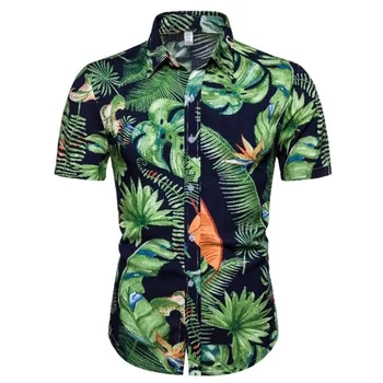 

Printed Mens Dress Shirts Short Sleeve Hawaiian Shirt Luxury Royal Shirts Casual Slim Fit Beach Shirts For Men