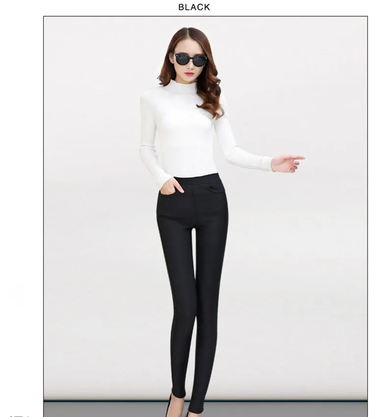 Леггинсы для женщин, обтягивающие тонкие черные леггинсы, повседневные эластичные узкие брюки с высокой талией, леггинсы с карманами