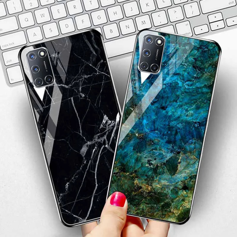 

Case For Oppo A9 2020 A91 A52 A92 Cases Marble Tempered Glass Cover For Oppo A5 2020 A8 A31 Find X2 Ace 2 A12 A1k Cases Bumper
