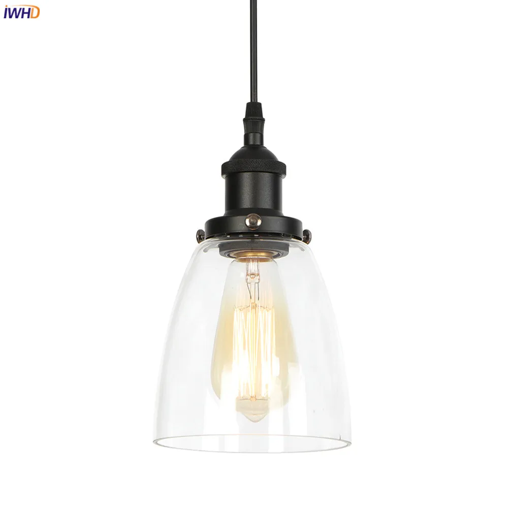 

IWHD Loft Decor Vintage Pendant Lamp Bedroom Dinning Living Room Light Glass Industrial Pendant Lighting Fixtures Hanglamp LED