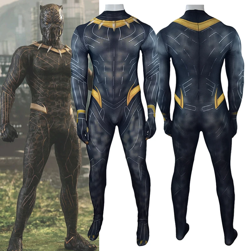 Черная пантера Erik Killmonger косплей зентай Хэллоуин костюм цельный комбинезон