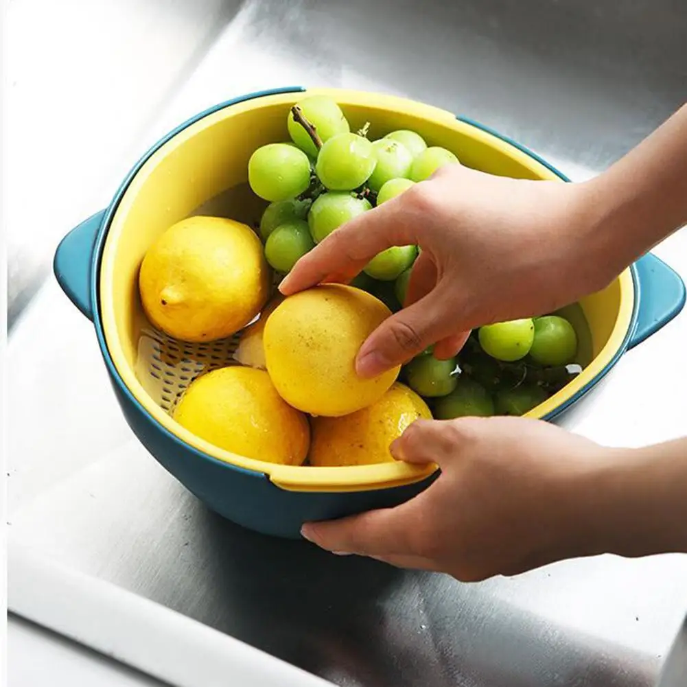 Двухцветная дренажная корзина для кухни многоцелевая двойная корзина для фруктов домашняя инновационная корзина для фильтров