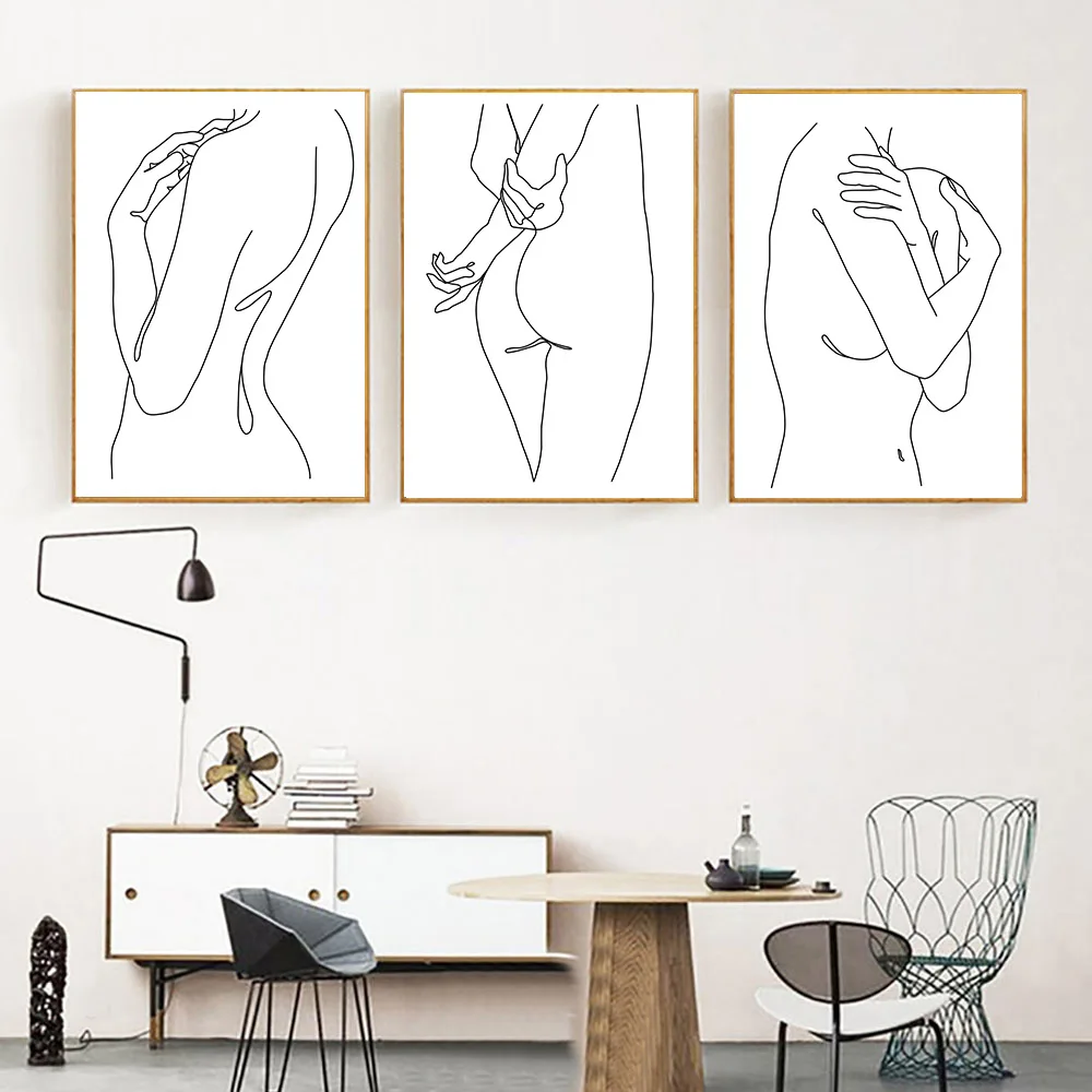 

Nordic Sexy Girl Line Drawing Canvas Poster Woman Body Art Painting Minimalist Wall Art Prints Nordic Bedroom Decorationpictures