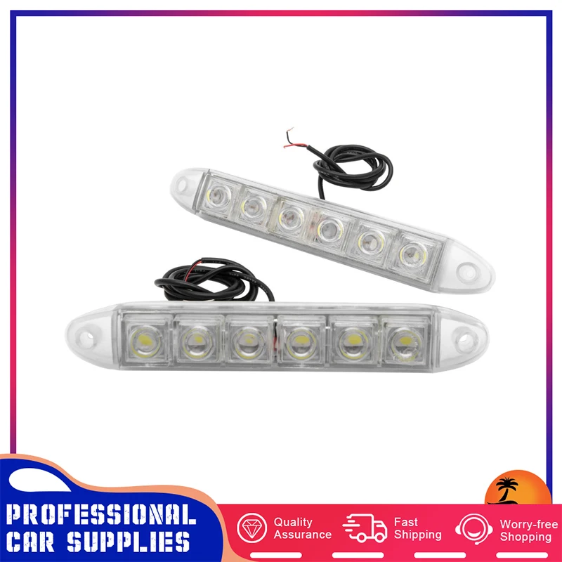 

2x White 6 LED Car Strip Light Driving Daytime Running Lights Fog Day Lamp