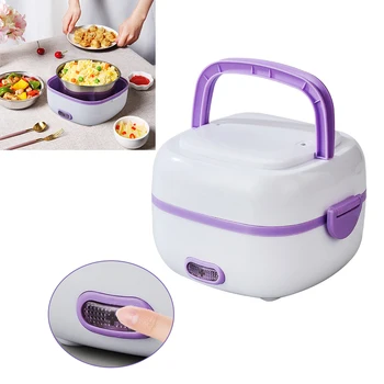 

Mini Electric Lunch Box Rice Cooker Stainless Steel Steamer Portable Meal Thermal Heating Lunch Box Heater Warmer Food Container