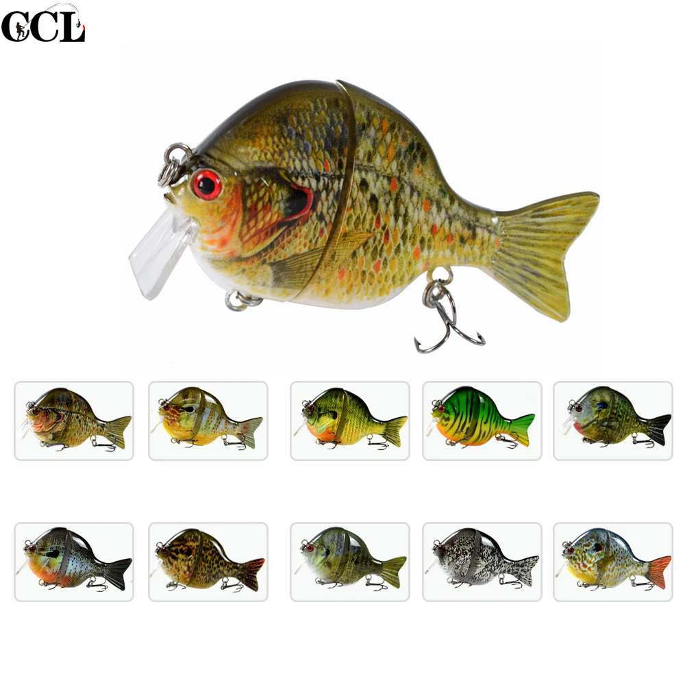  Swim Bait 2 Jointed Panfish Fishing Lures Bluegill Swimbaits Topwater Hard Plastic Bass Fishing Cra