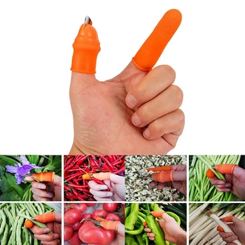 

Household Silicone Thumb Knife Plant Fruit Vegetable Separator Vegetable Picker with Flat / Curved Blade for Garden Tool