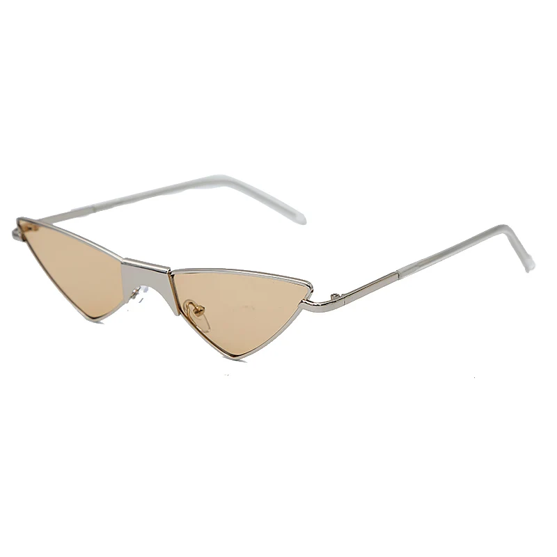 Женские маленькие солнцезащитные очки кошачий глаз, люксовый бренд, крутые сексуальные треугольные солнцезащитные очки, женские модные прозрачные линзы, металлические очки, UV400 - Цвет линз: 5champagne