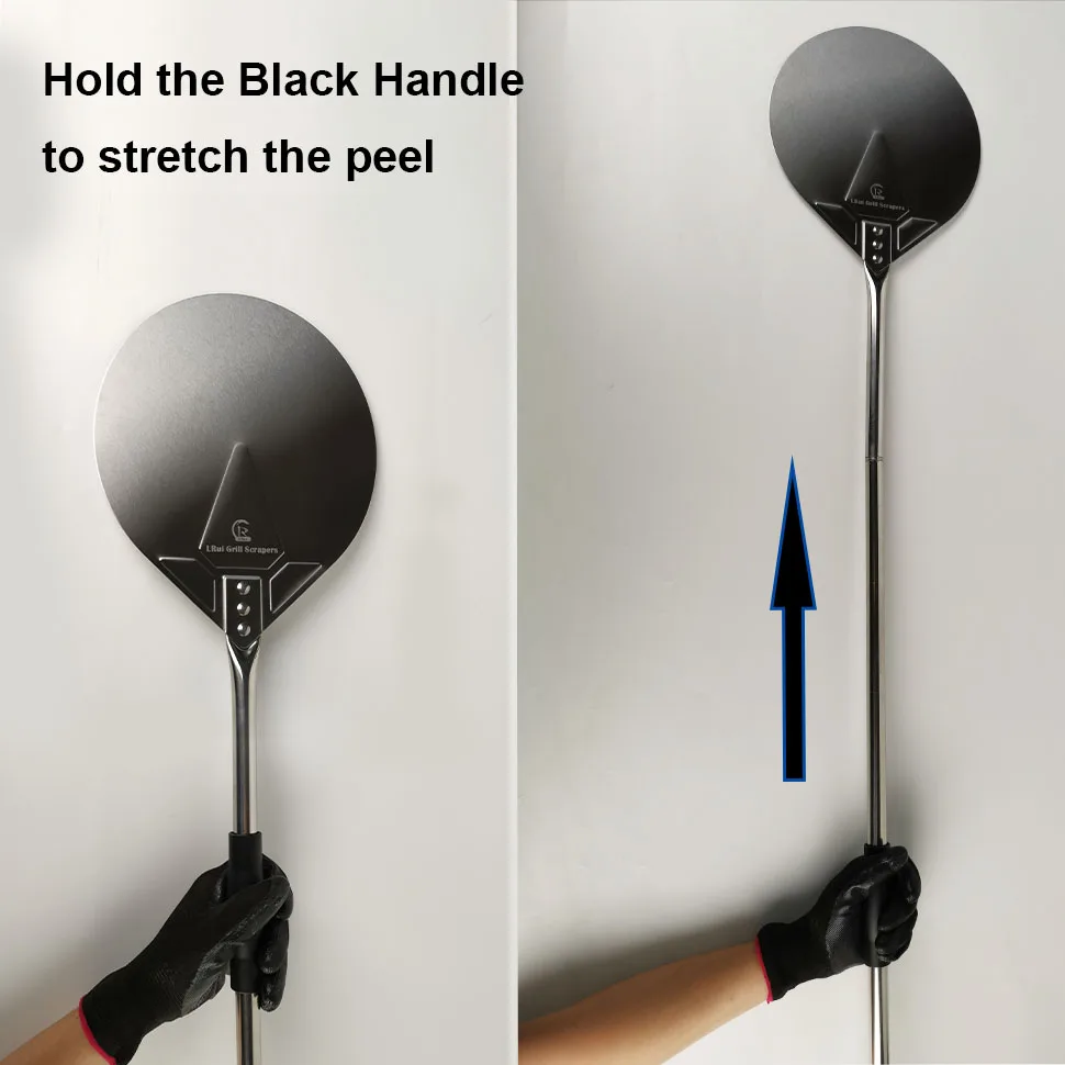 SHANGPEIXUAN Removable Turning Peel 56 Inch Round Pizza Turning Peel Stainless Steel Pizza Paddle Long Tool