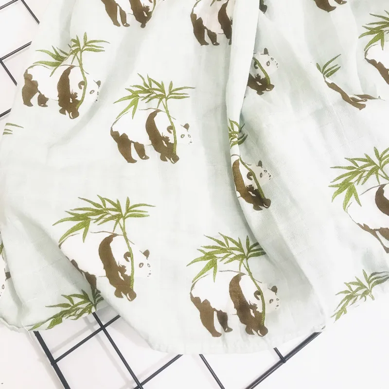 Органическое хлопковое муслиновое Пеленальное Одеяло, пеленки для новорожденных, газовое банное одеяло для младенцев, накидка для сна, чехол для коляски - Цвет: O Panda