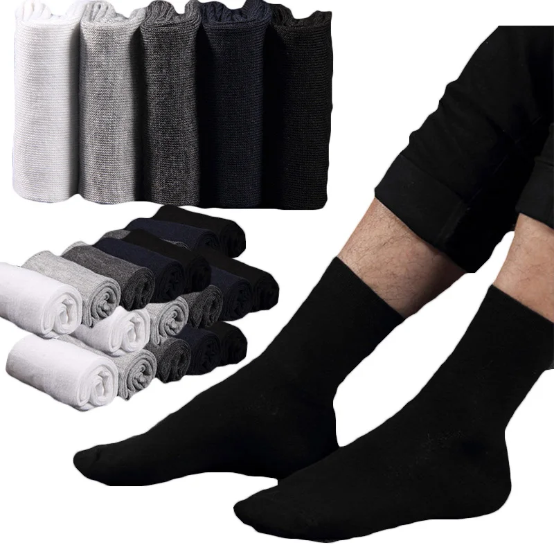 

2019 new business autumn and winter solid color casual black white gray men's cotton stockings breathable sweat socks