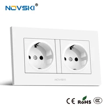 NOVSKI EU Schuko вилка F электрическая двойная настенная розетка 16а огнестойкая пк панель AC 110-250V розетка CE RoHS сертифицированная