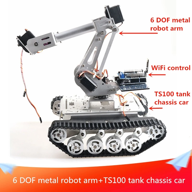 Assembled Robot Tank Car Open Source 6DOF Mechanical Arm With PS2//APP Control #A