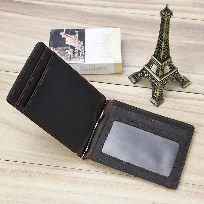 Top Grade Brand Genuine Leather Money Clip Wallet Dollar Cash Card Cowskin Male Men's Clip Purse Men Wallets Biflod Male leather bill organizer