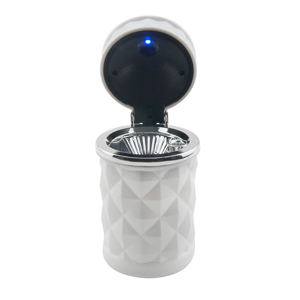 Белый Luxury Car Ashtray with LED Light Cigarette Smoke Travel Remover Ash Cylinder Car Smokeless Smoke Cup Holder Auto Accessories - Название цвета: Белый