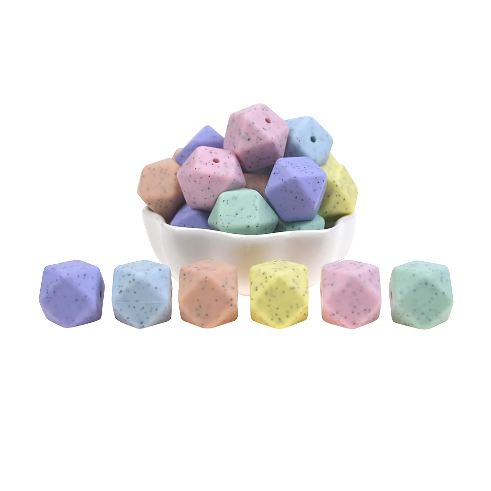 

Mabochewing Granite Colors Silicone Baby Teething Beads Black Speckle Molded Food Gade Silicon Baby Chewing Teethers