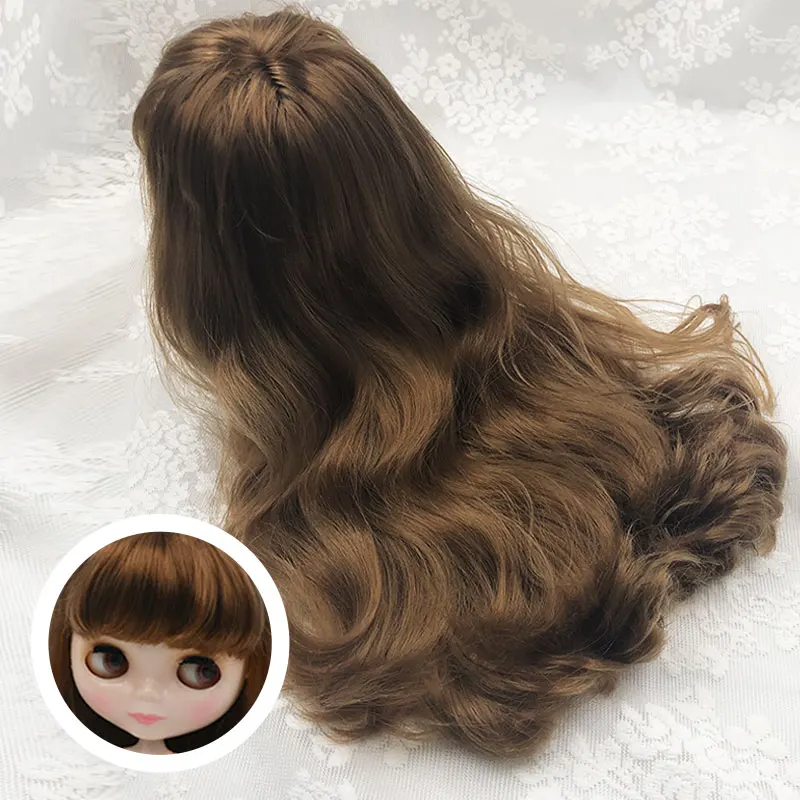 Hair With Bangs-08 NBL Blyth кукла аксессуары для DIY пользовательские куклы Blyth, Blyth куклы волосы с куполом и головы волосы с челкой и частичная прическа - Цвет: Hair With Bangs-08