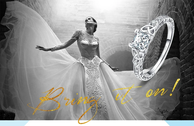 JPalace кельтский узел принцесса CZ обручальное кольцо 925 пробы серебряные кольца для женщин юбилей Свадебные Кольца из серебра 925 пробы, ювелирные изделия