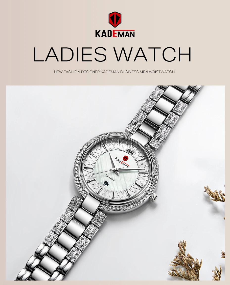 Новое поступление Топ люксовый бренд Kademan женские кварцевые часы модные женские наручные часы с кристаллами и бриллиантами водонепроницаемые Montre Femme 859L