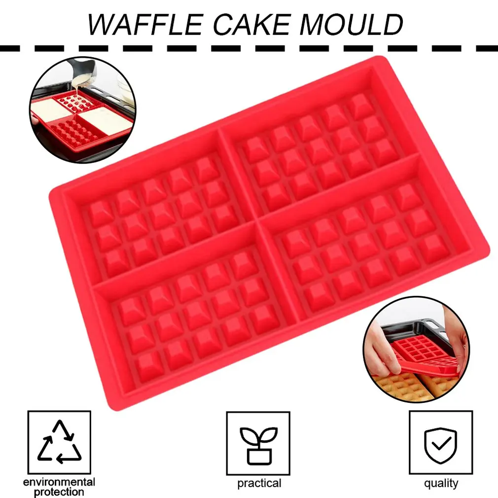 Waffle Cake Mould Silicone Set Bakeware Mold Makers Kids Baking Nonstick 