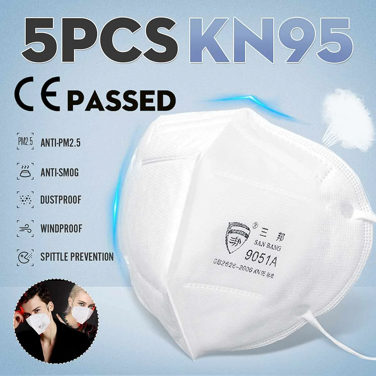

Fast Shipping 5/10 pcs KN95 Mask PM2.5 KN95 Respirator Face Mouth Mask for Anti Pollution Dust Mask 4 Layer In Stock
