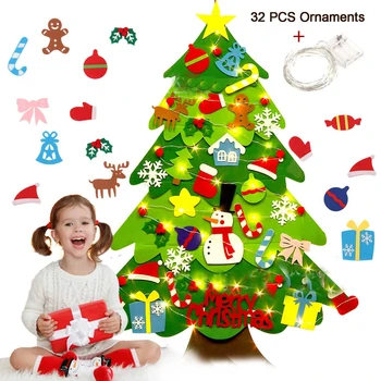 

Kids DIY Felt Christmas Tree Christmas Decoration for Home Navidad 2021 New Year Gifts Christmas Ornaments Santa Claus Xmas Tree