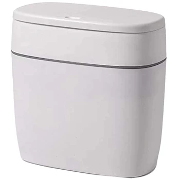 

Hot YO-Plastic Trash Can with Lid,10L/2.6 Gallon Garbage Can,Modern Waste Basket Thin Trash Cans for Bathroom,Living Room White