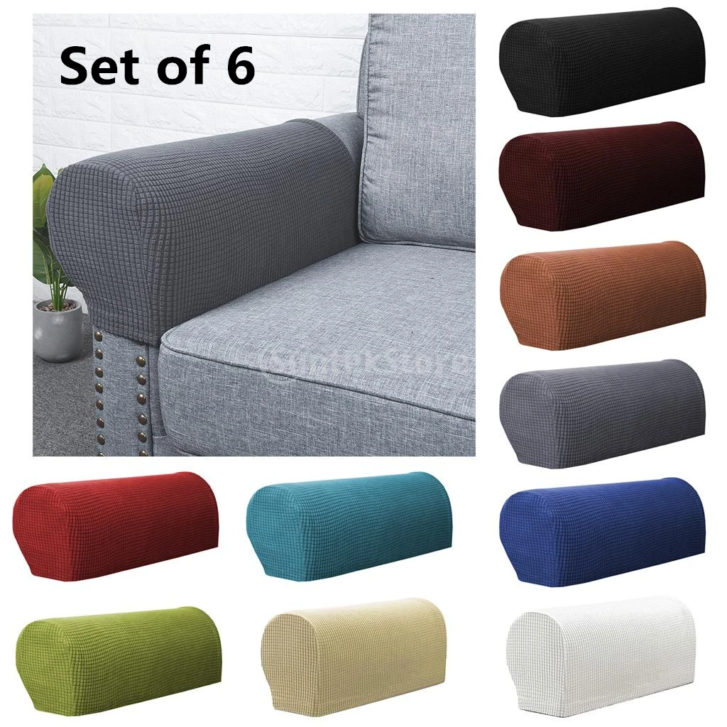 Checked Flannel 6Pcs Sofa Armrest Cover Protector Dustproof Armchair Sofa Covers Recliner Couch Slipcovers Home Textile Flannel