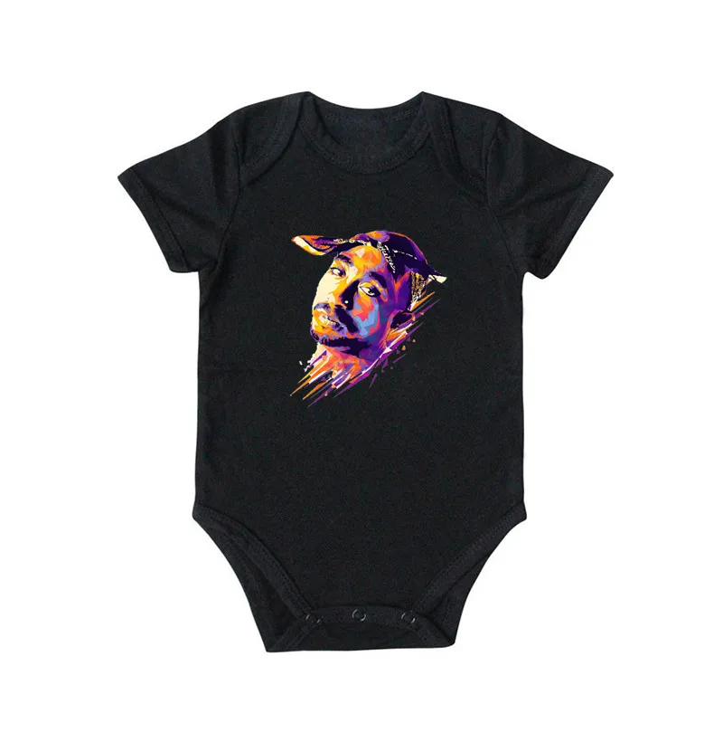 infantil bodysuits bebê tupac hip hop swag impressão manga curta macacão moda roupas meninos meninas roupas