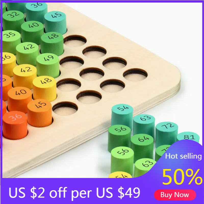 

Children Learning Education 9*9 Math Multiplication Table Board Counting Baby Wood Blocks Numbers Educational Wooden Toys Gifts
