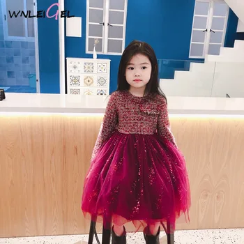 

WLG girls winter princess dresses kids velvet thick patchwork birthday cute dress baby girl warm party clothes 2-10 years