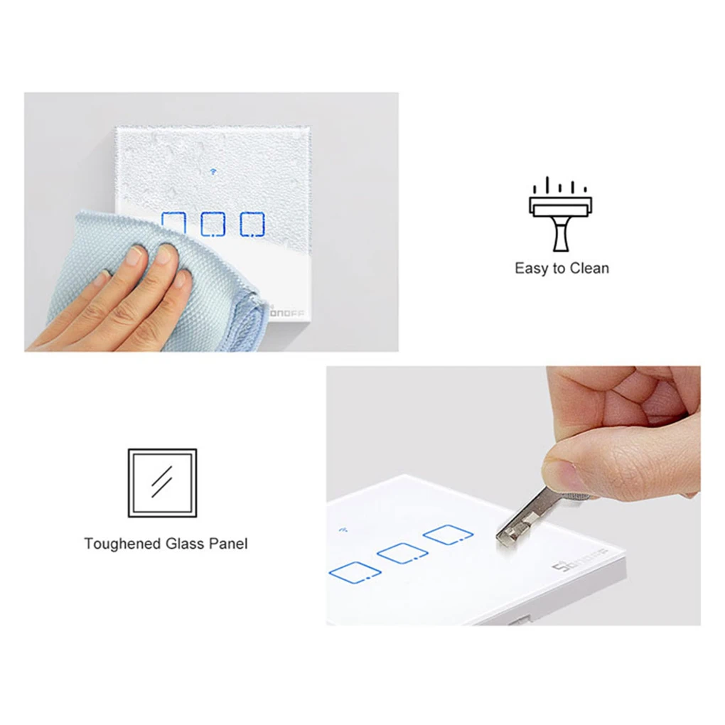 Najtaniej SONOFF T0 inteligentne wifi inteligentne przełączniki z 3 2 1 Gang bezprzewodowy włącznik wifi dla Alexa Google Home Smart Home UK PLug