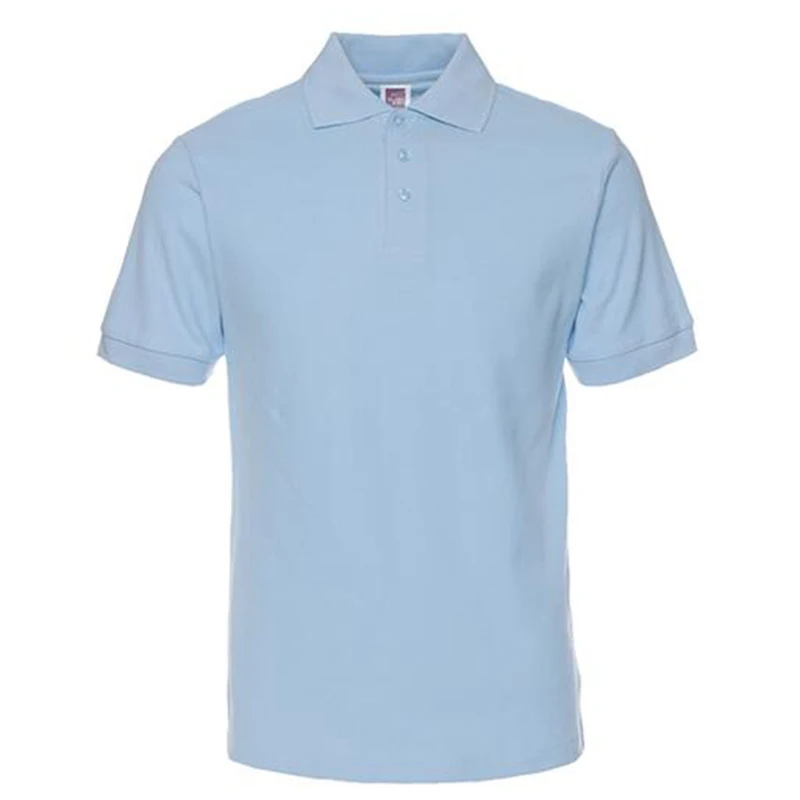 sky blue Ranberone, новинка, мужские рубашки поло, мужские, s, хлопок, короткий рукав, поло, рубашка, Повседневная, одноцветная, рубашка, Camisa Polo Masculina De Marca, S-3XL - Цвет: sky blue