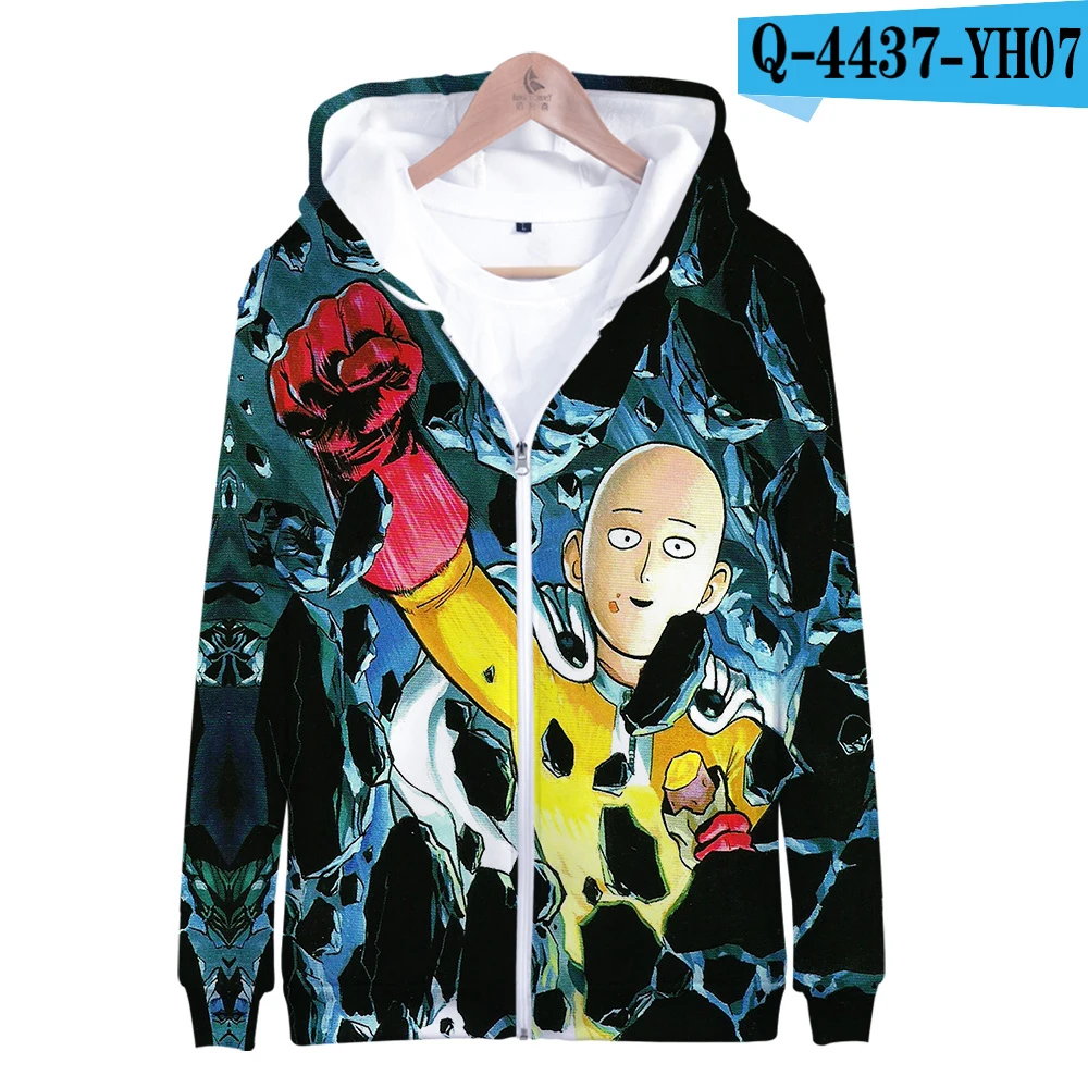 One Punch Man сезон 2 3d толстовки на молнии Kawaii модель Горячая музыка вентиляторы хип-хоп Уличная Kpop - Цвет: Золотой